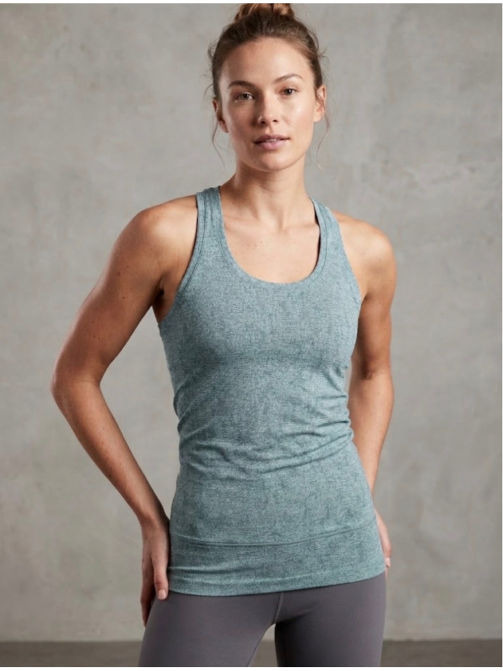 Women's Athleta In Motion RacTank Top Size M Blue Black Racerback Athletic Shirt